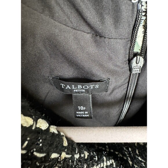 NWOT Talbots Double Breasted Tweed Mini Petite Size 10 Dress V Neck Black White - Picture 4 of 11